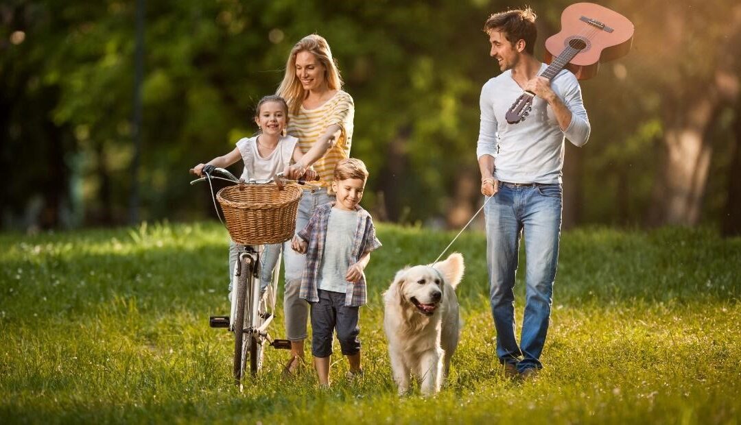 Happy Family with pet dog